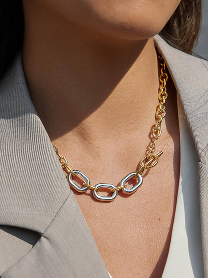 Letty Necklace in two-tone gold and silver-tone stainless steel, alternate view