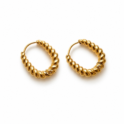 Carina Earrings in 18K gold-plated stainless steel, on a white background