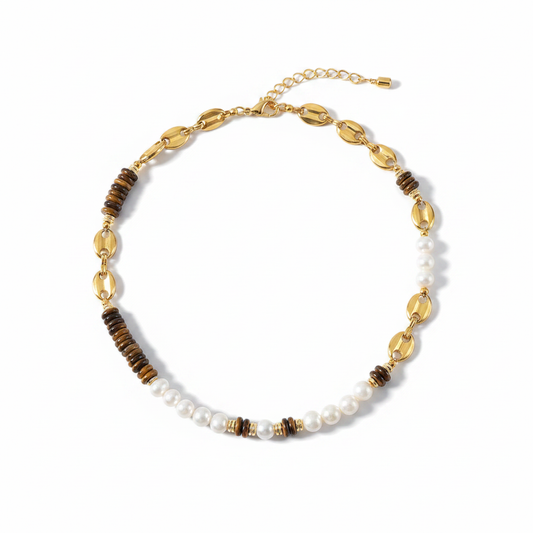 Cheryl Necklace in 18K gold-plated stainless steel with pearl