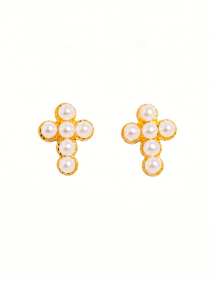 Alexis Cross Earrings in 18K gold-plated stainless steel