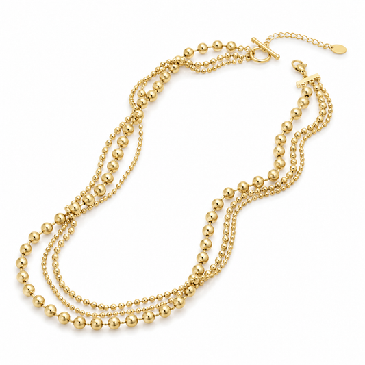 Riley Necklace in 18K gold-plated stainless steel, on a white background