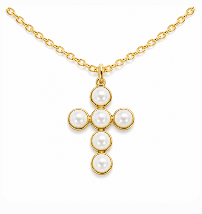 Alexis Necklace in 18K gold-plated stainless steel with pearl, alternate view