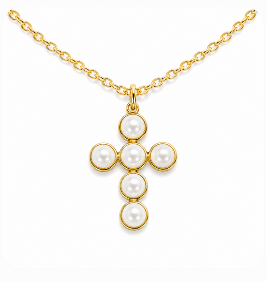 Alexis Necklace in 18K gold-plated stainless steel with pearl, alternate view
