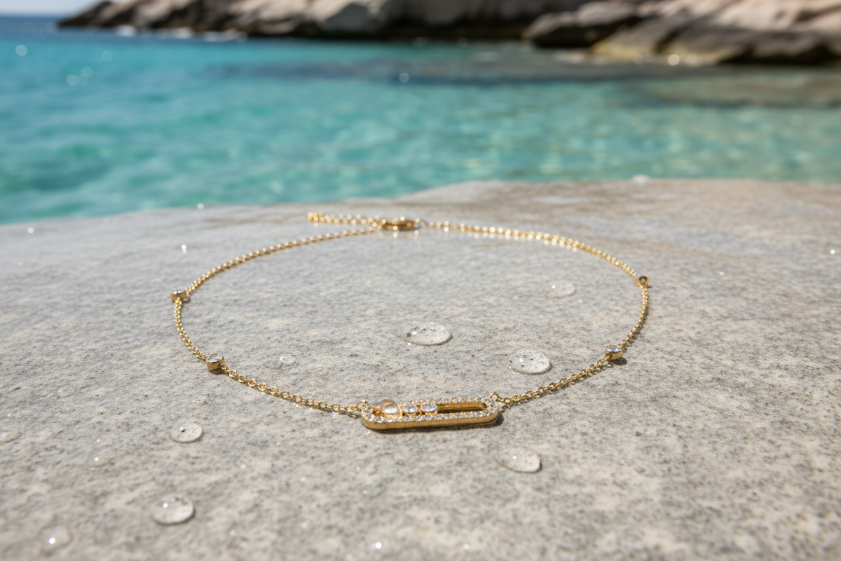 Coastal waterproof necklace scene