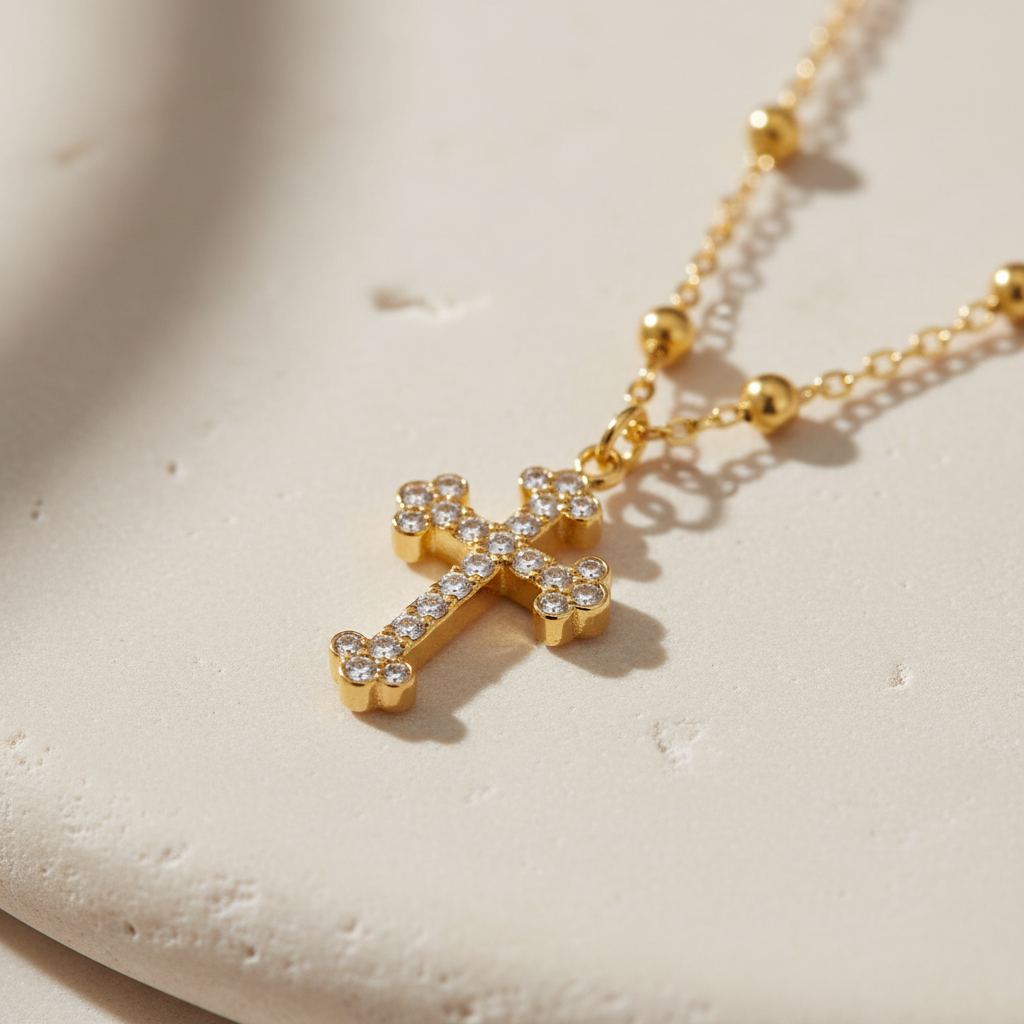 Cross pendant macro detail