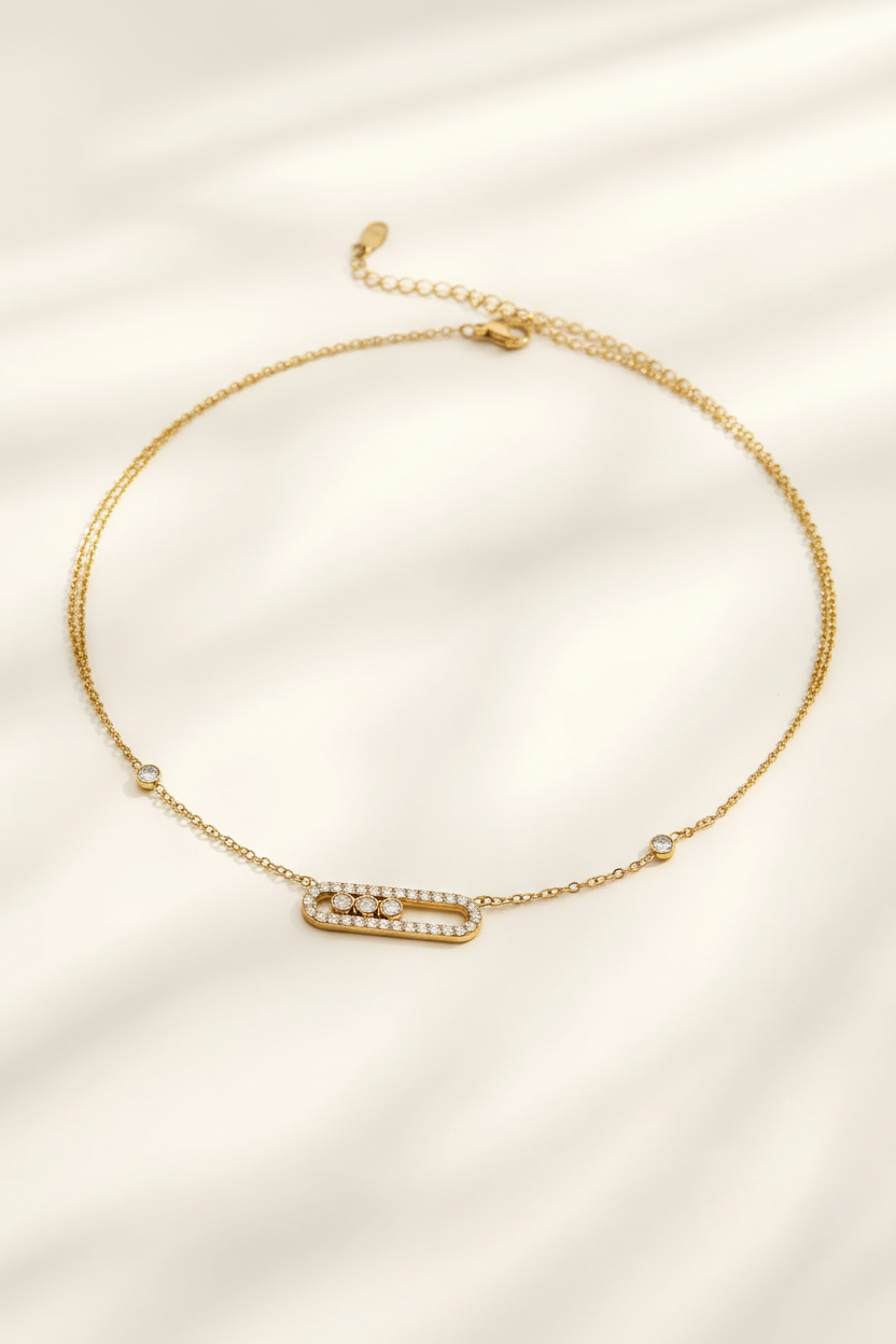 Horizontal pendant necklace isolated on white