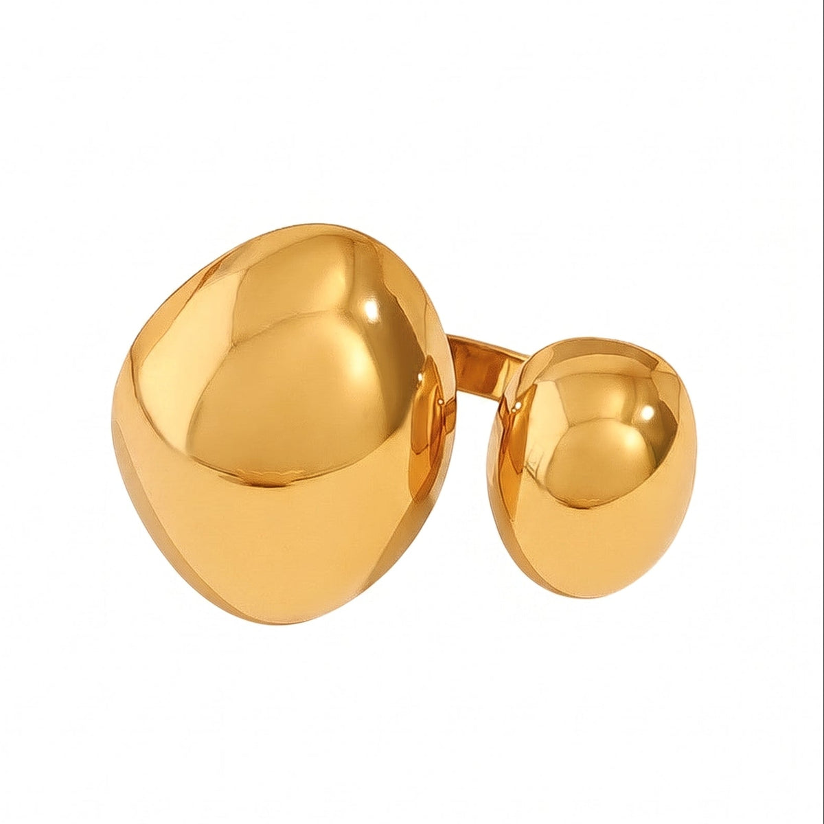 gold open ring on white background