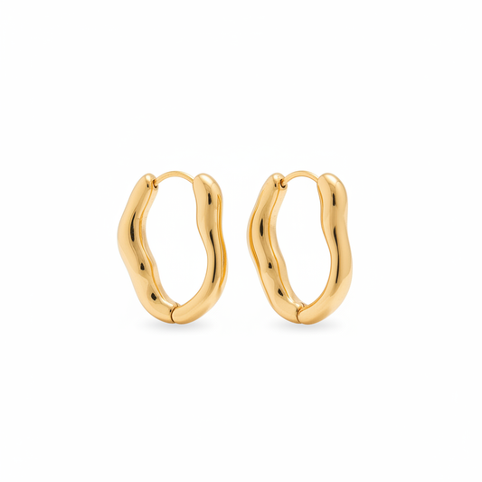 Darcy Earrings in 18K gold-plated stainless steel, on a white background