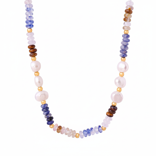 Sylvie Necklace in 18K gold-plated stainless steel with pearl